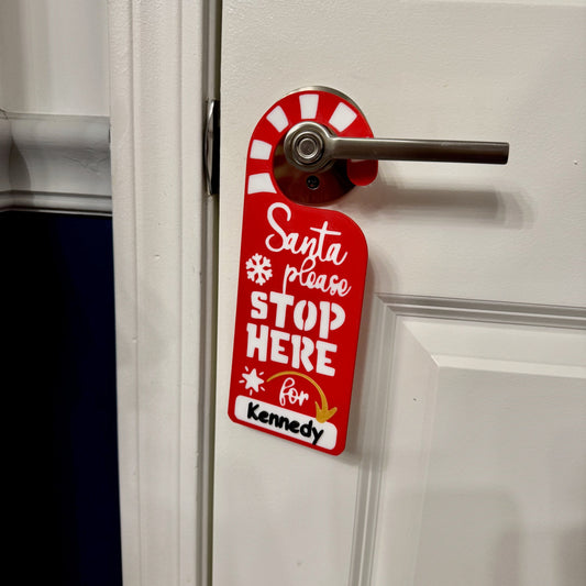 Personalized Santa Please Stop Here Door Hanger