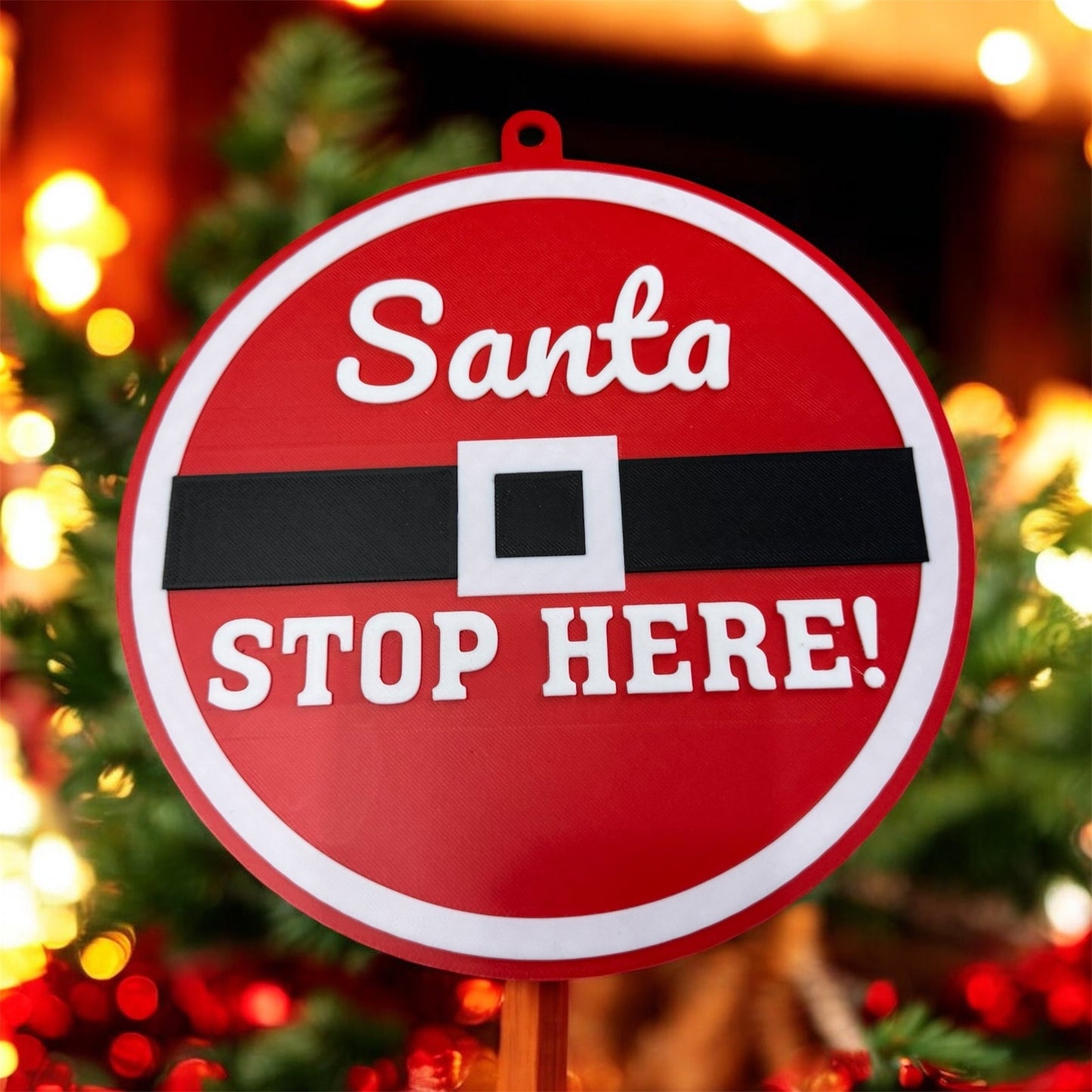 Santa Stop Here Wall Hanging Ornament – Festive Holiday Decor