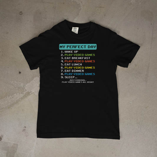 My Perfect Day Play Video Games T-Shirt