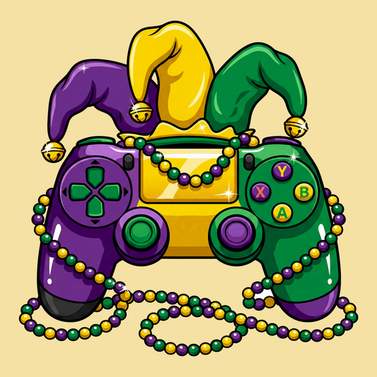 Mardi Gras Gamer Game Controller T-Shirt