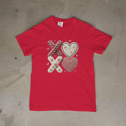 XOXO Crochet Yarn Valentine's Day T-Shirt