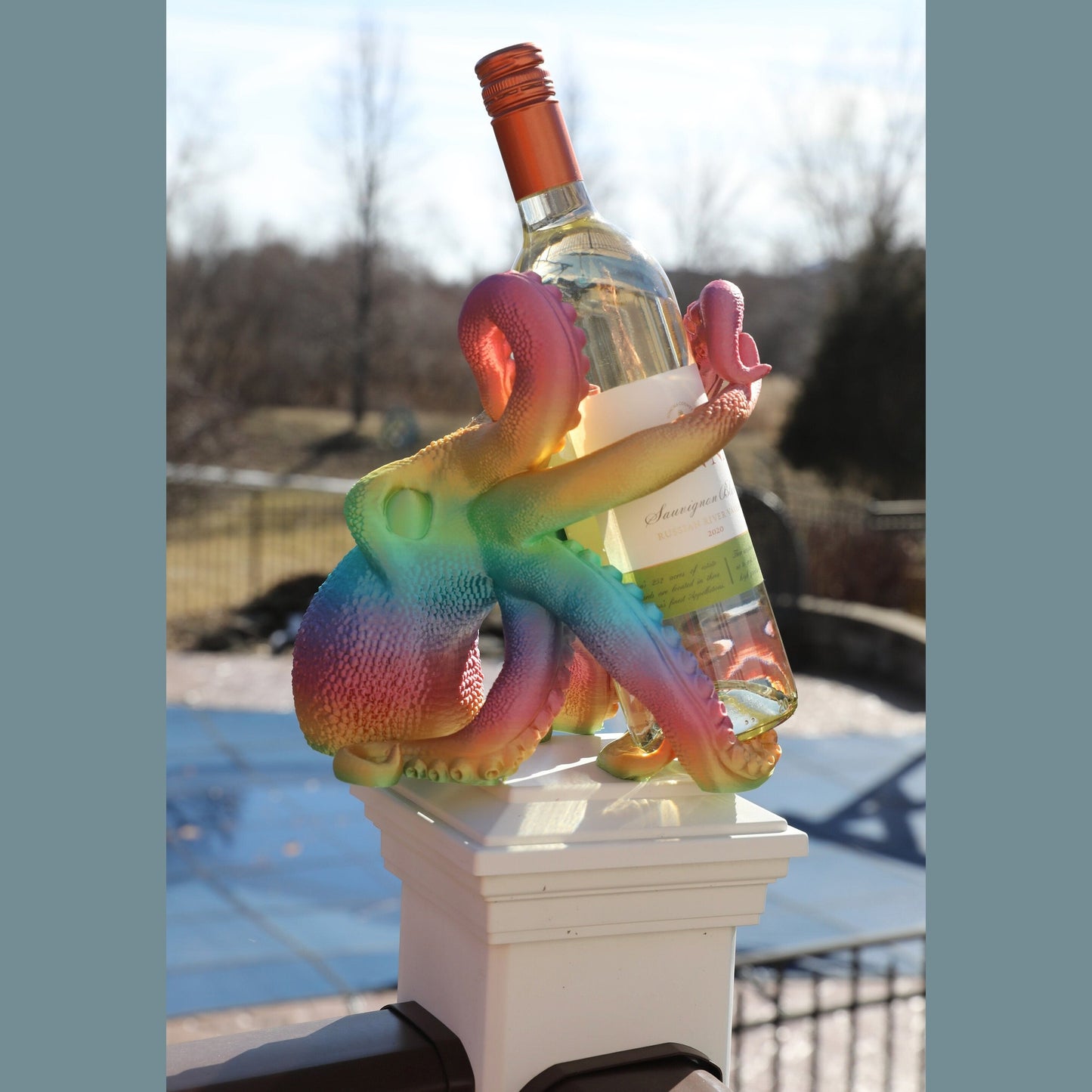 Colorful Rainbow Octopus Wine Holder